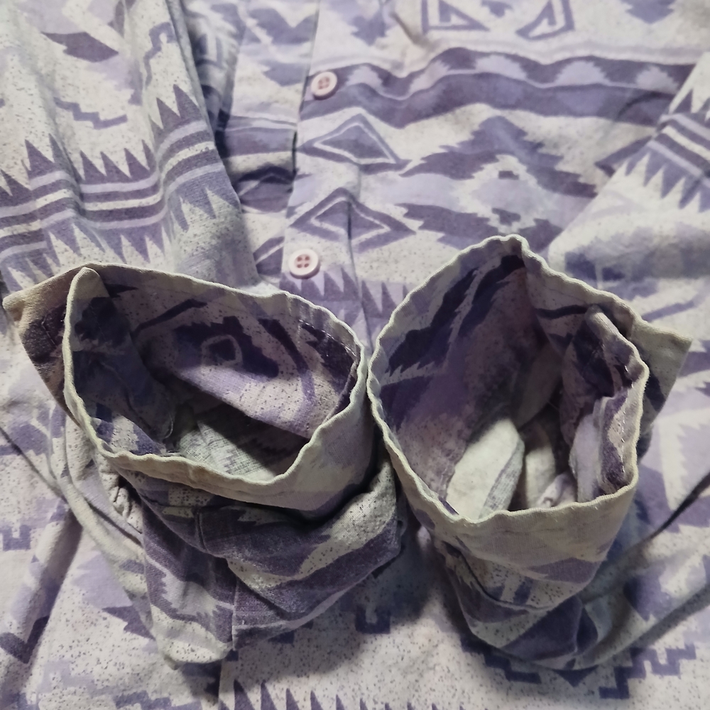 Roper Purple and White Geometric Shirt - Picture 4 of 8